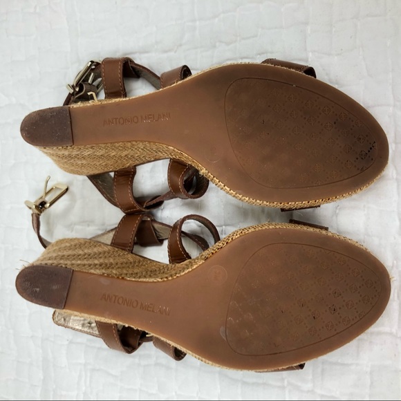 Antonio Melani Brown Wedge Sandals - Picture 4 of 6